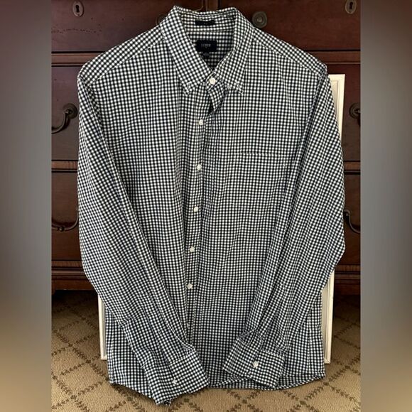 J. Crew SLIM FIT L gingham check long sleeve button down shirt L - Picture 1 of 7